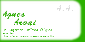 agnes arvai business card